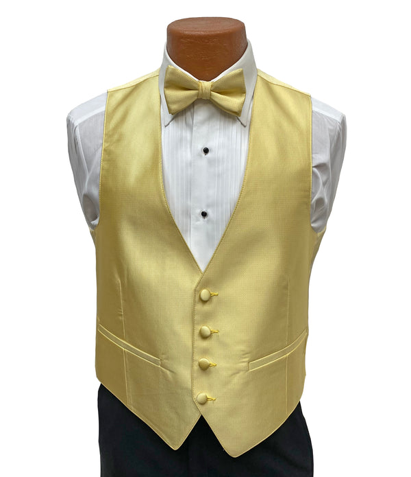 Flow 'Dynasty' Men's Fullback Vest and Tie Set - Buttercup Yellow
