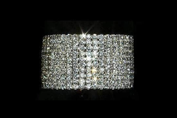 Crystal Rhinestone Silver 10 Row Stretch Bracelet