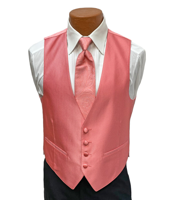 Flow 'Dynasty' Men's Fullback Vest and Tie Set - Coral
