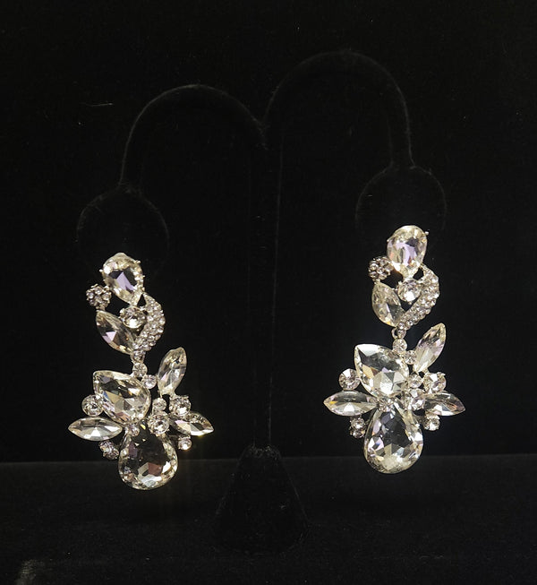 Floral Crystal Evening Statement Earrings