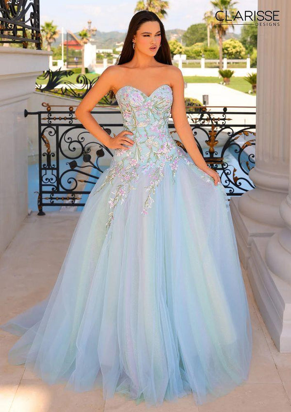 CLARISSE 810971 Pastel Multi Floral Drop Waist Ballgown - Size 18