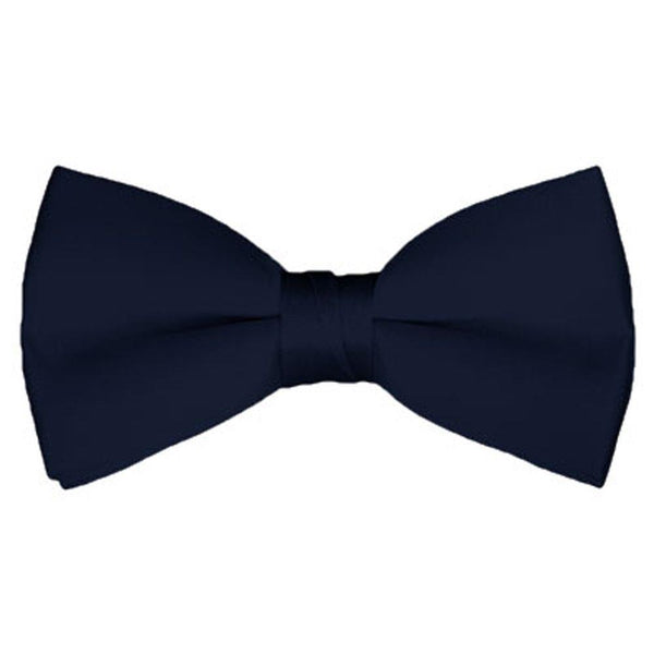 New Solid Satin Pretied Bow Ties - Navy Blue