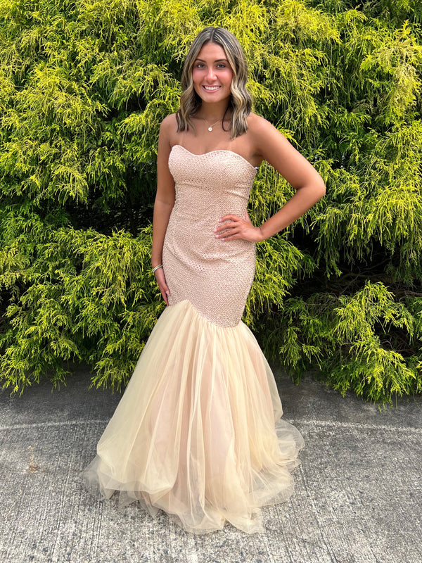 ALYCE Paris 60159 Rose Gold Sweetheart Mermaid Dress with Lace Up Back