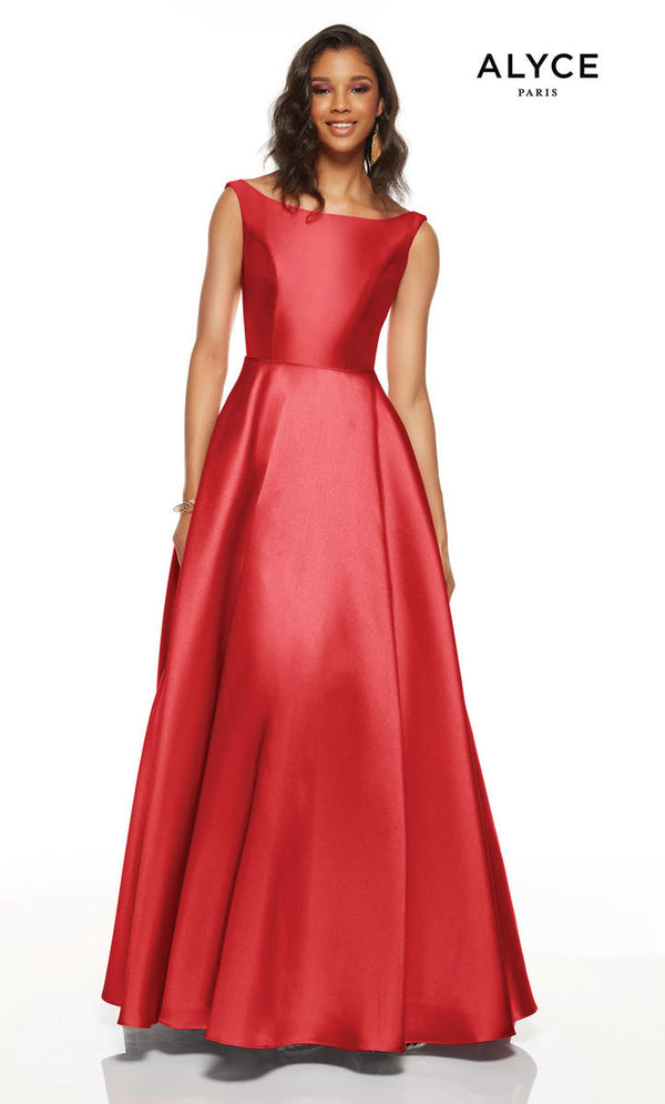 ALYCE Paris 60622 RED Mikado A-Line Dress - Size 8