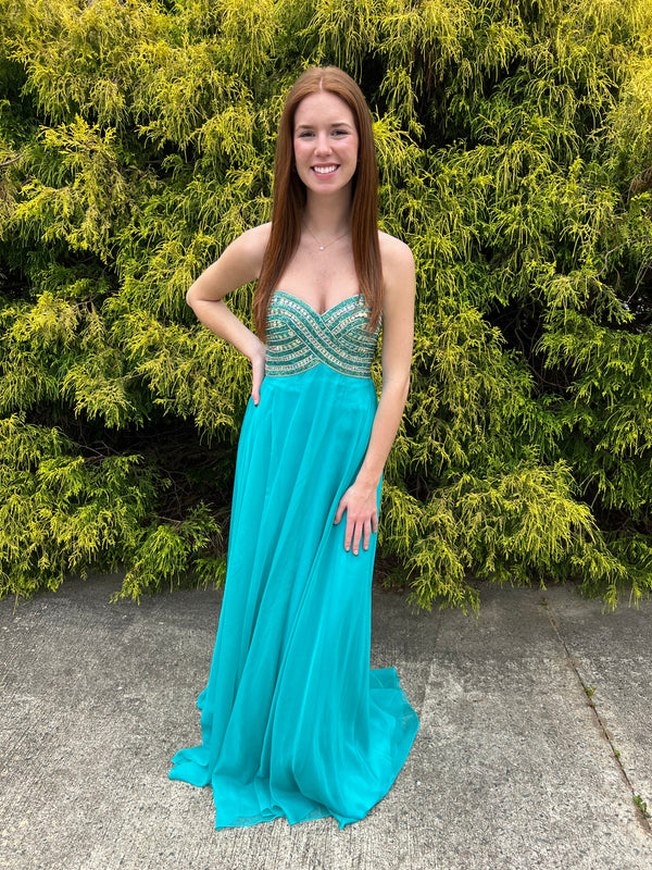 ALYCE Paris 6453 "Pool" Green Sweetheart Chiffon A-Line Dress