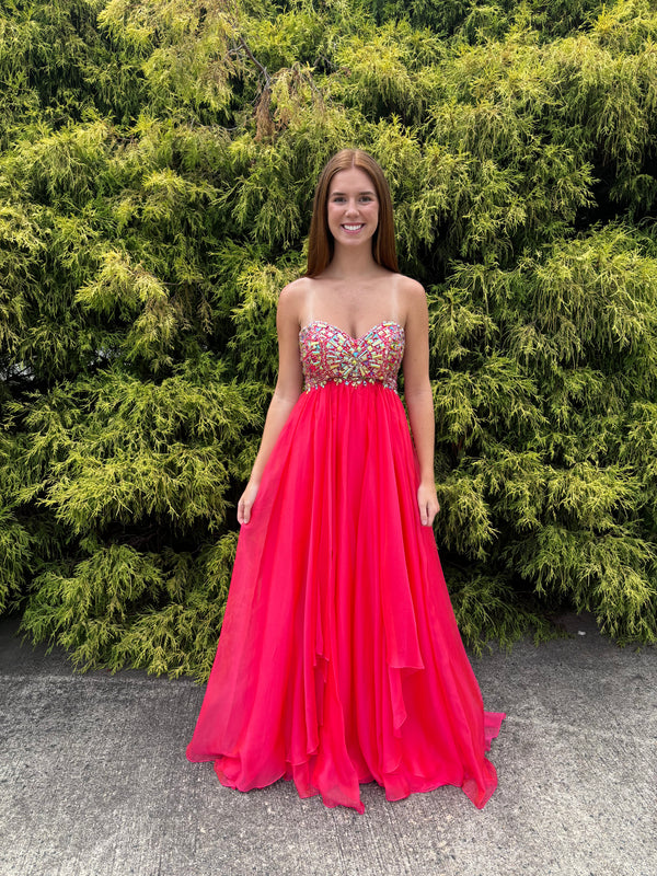 ALYCE Paris CB721 Watermelon Sweetheart Chiffon Dress - Size 0