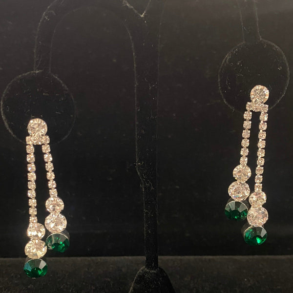 Cascade Circle Drop Earrings - Emerald, Ruby or Clear Crystal