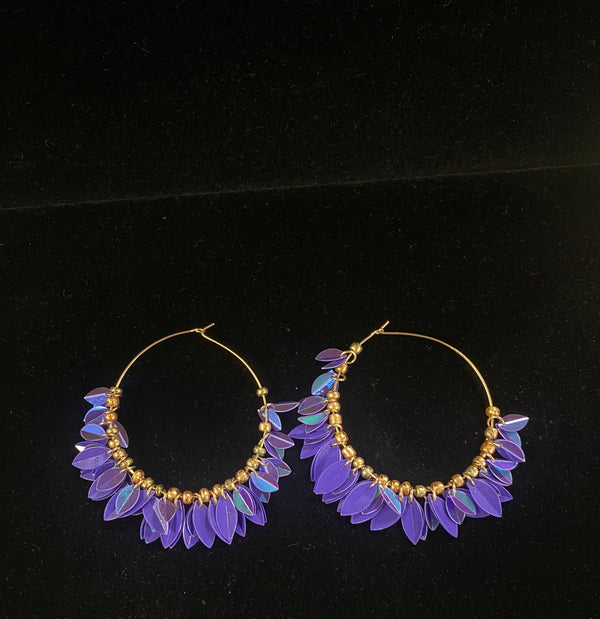 Open Circle Sequin Cluster Dangle Hoop Earrings