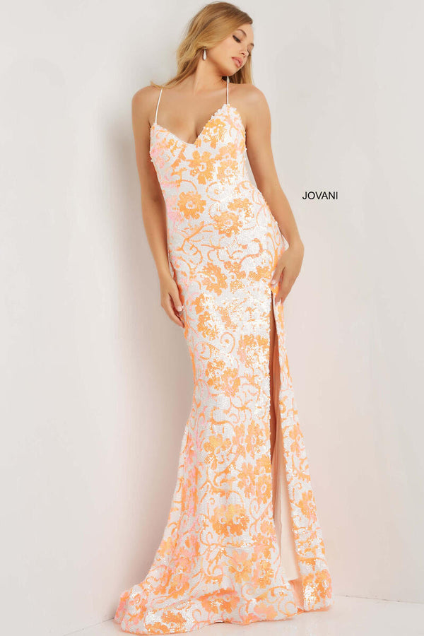 Jovani Style 08255 In Ivory Orange Front View