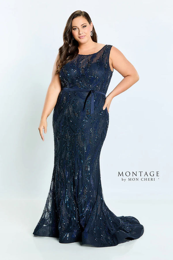 MONTAGE by Mon Cheri Style 221965 Evening Dress - Midnight Blue or Sage Green - Size 22 W
