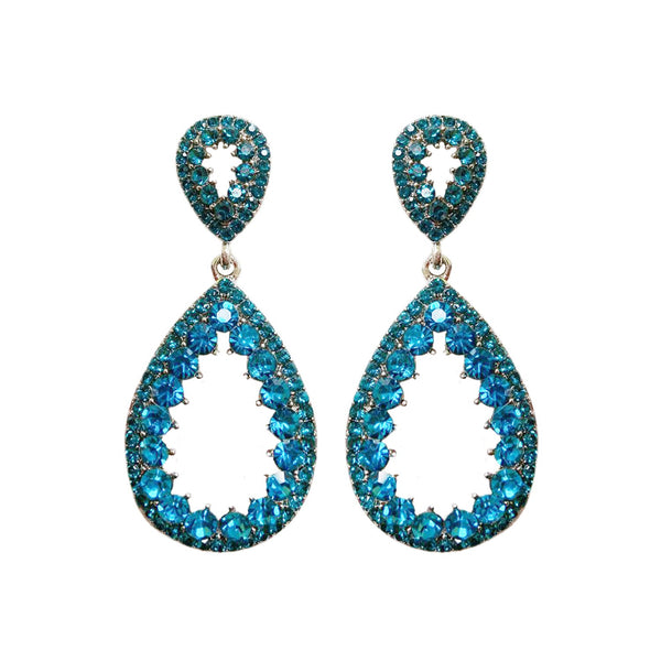 2 Tier Rhinestone Pear Teardrop Dangle Earrings