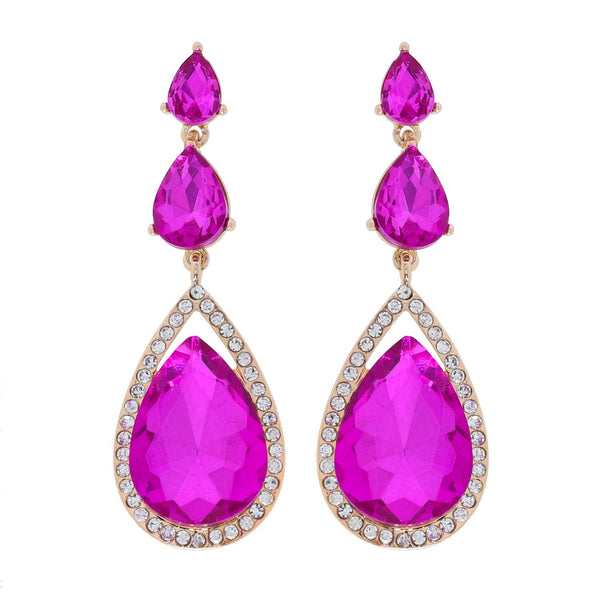 3 Tier Crystal Rhinestone Teardrop Dangle Earring