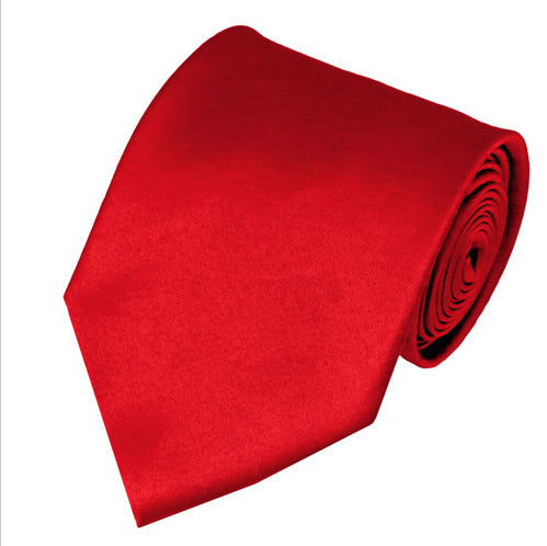 New Men's X-Long Length Solid Satin Red Self Tie Long Tie