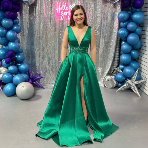 ALYCE Paris 1750 Emerald Green A-Line Dress with Pockets