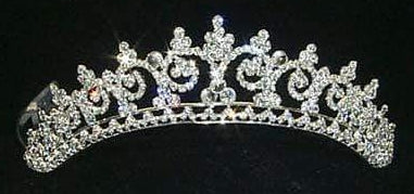 Contoured Princess Crystal Rhinestone Silver 1" Tiara