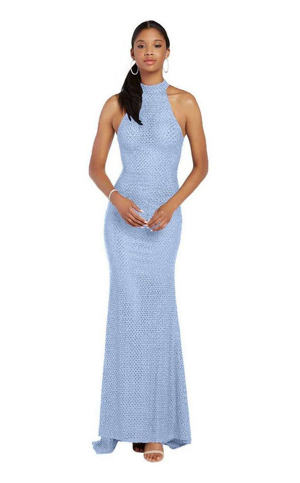 ALYCE Paris 60155 Periwinkle High Neck Jersey Sheath Dress - Size 6