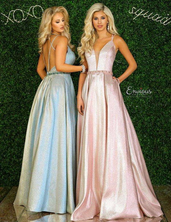 ENVIOUS Couture 1439 Iridescent Pink Shimmer Taffeta Ballgown