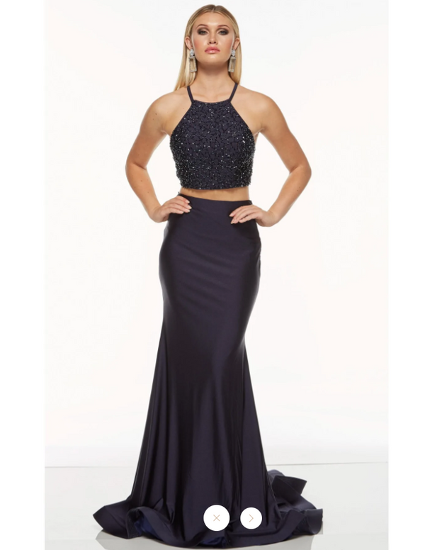 Alyce Paris 60788 Midnight 2 Piece Jersey Fitted Dress - Size 8