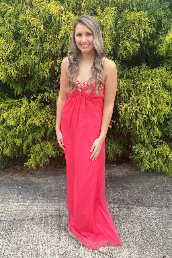 ALYCE Paris 35592 Deep Coral Sweetheart Chiffon Dress