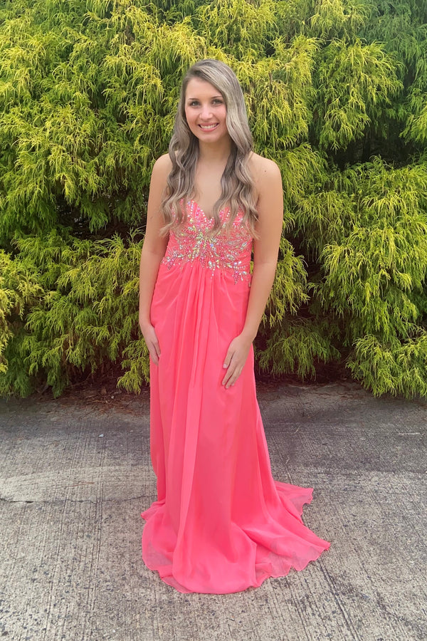 Alyce 6266 New Coral Sweetheart Chiffon A-Line