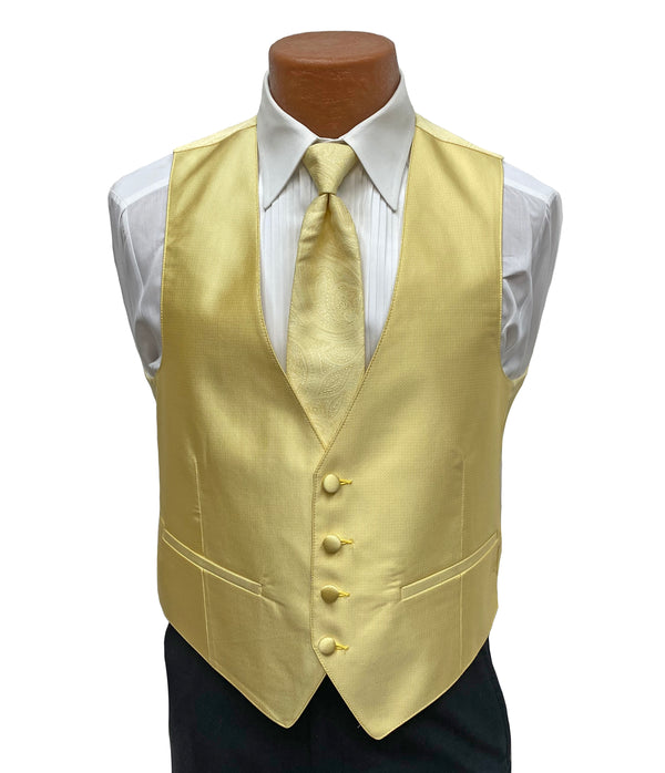 Flow 'Dynasty' Men's Fullback Vest and Tie Set  - Buttercup Yellow