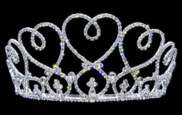 Heart Bouquet Silver Crystal Rhinestone 3" Tiara
