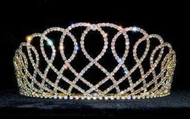 Elizabethian Lace Crystal Rhinestone 3" Gold Tiara
