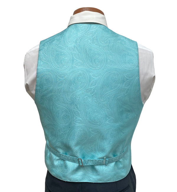 Flow 'Dynasty' Men's Fullback Vest and Tie Set - Tiffany Blue