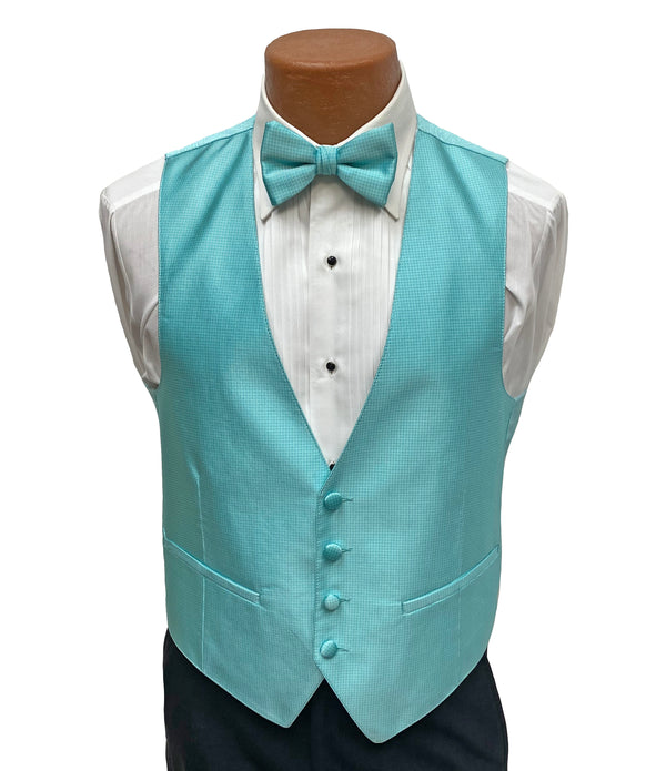 Flow 'Dynasty' Men's Fullback Vest and Tie Set - Tiffany Blue