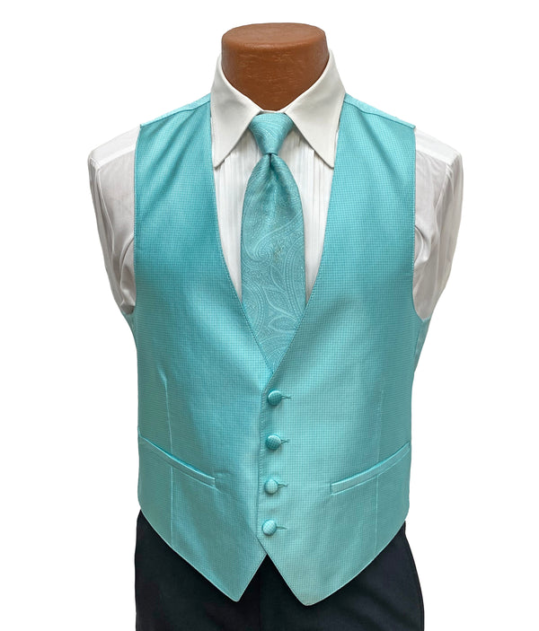 Flow 'Dynasty' Men's Fullback Vest and Tie Set - Tiffany Blue