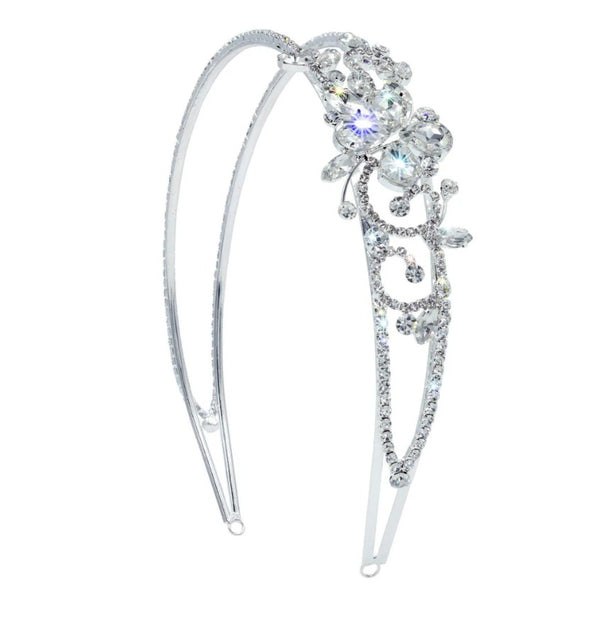 Floral Trellis Crystal Rhinestone Silver Headband
