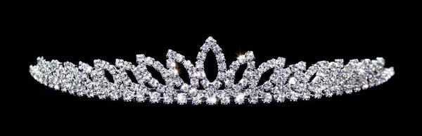 Petite Crystal Rhinestone Open Navette Spray Silver Tiara