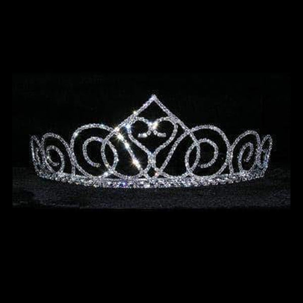 Swooning Heart Crystal Rhinestone 2" Silver Tiara