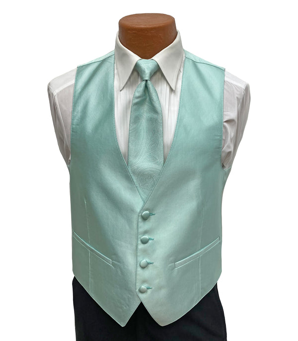 Flow 'Dynasty' Men's Fullback Vest and Tie Set - Mint Green