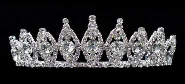 Rivoli Burst Crystal Rhinestone 2" Silver Tiara