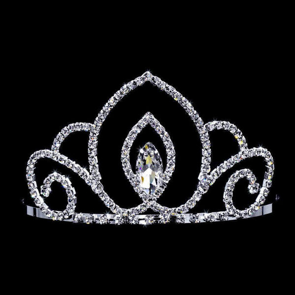 Vaulted Navette Swirl Crystal Rhinestone 3" Silver Tiara