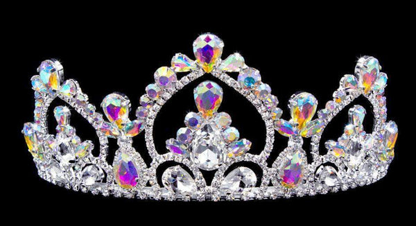Aurora Borealis Arch Crystal Rhinestone 2.5" Silver Tiara
