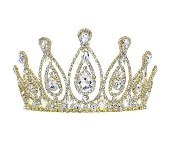 Royal Statement Crystal Rhinestone 4" Gold Tiara