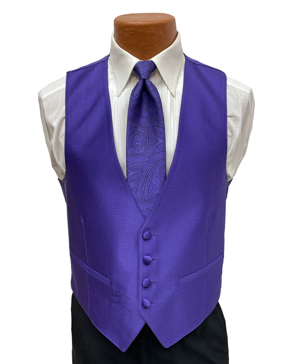 Flow 'Dynasty' Men's Fullback Vest and Tie Set - Regency Purple