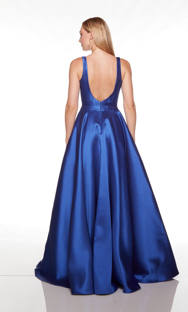 ALYCE PARIS 1757 Elegant Mikado A-Line Dress with Pockets - Royal Blue or Pine Green