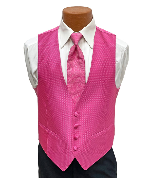 Flow 'Dynasty' Men's Fullback Vest and Tie Set - Fuchsia Pink