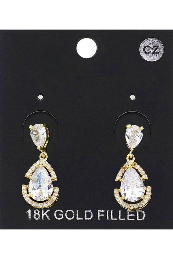 Cubic Zirconia Teardrop Stone 18K Gold Filled Dangle Earring