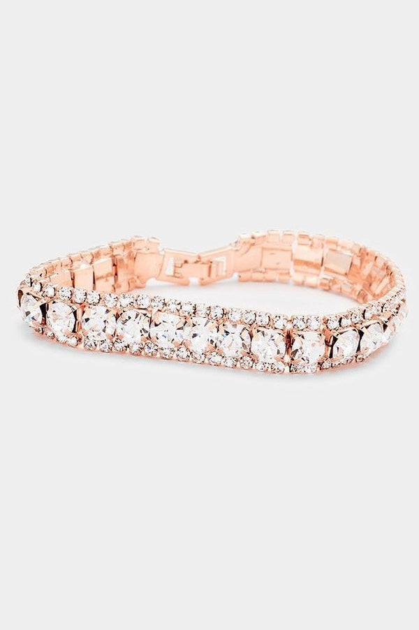 Marquise Crystal Rhinestone Trim Bracelet - Rose Gold or Silver