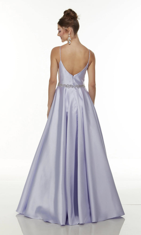 ALYCE PARIS 1727 Cobalt Blue Mikado A-Line Ballgown with Pockets - Size 2