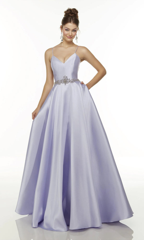 ALYCE PARIS 1727 Cobalt Blue Mikado A-Line Ballgown with Pockets - Size 2