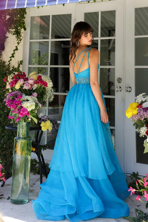 Ava Presley 29534 One Shoulder Organza Layered A-Line Dress - Turquoise, Periwinkle or White
