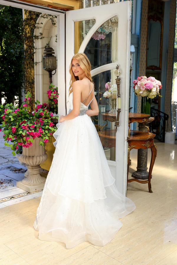 Ava Presley 29534 One Shoulder Organza Layered A-Line Dress - Turquoise, Periwinkle or White