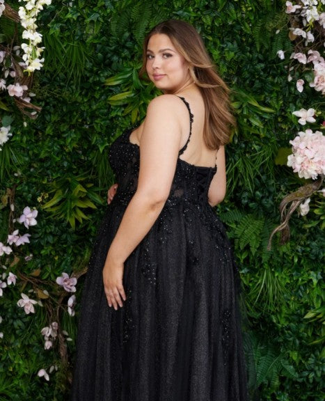 Athena Prom 8846 Gray Tulle and Lace A-Line Dress - Size 24