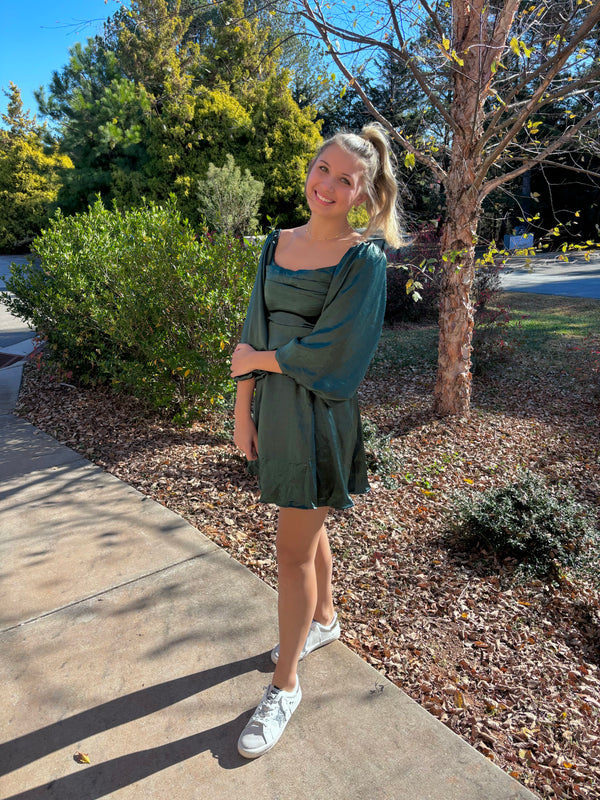 All In The Details Hunter Green Dress - Medium