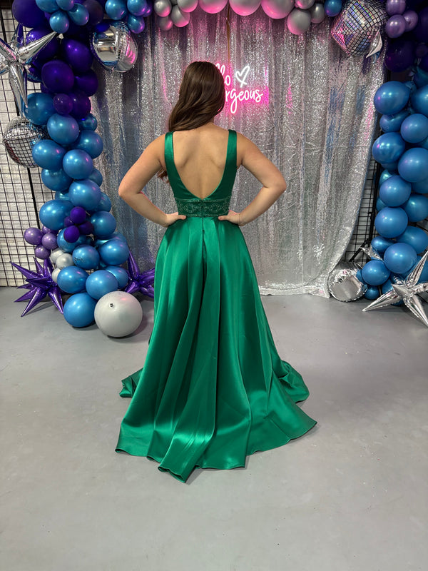 ALYCE Paris 1750 Emerald Green A-Line Dress with Pockets